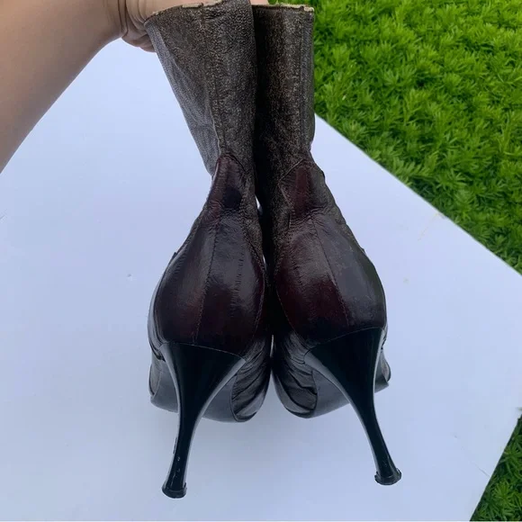 Lady Camp Fashion Exotic Eelskin Leather Boots Mobwife Whimsigoth Sz Mex 26/US 8 - Picture 8 of 11